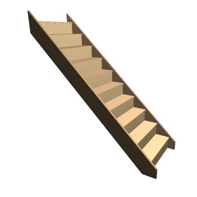 Flat Pack - Timber Staircase Straight Flight - 10 Riser Step (FFL 2000mm) Closed String