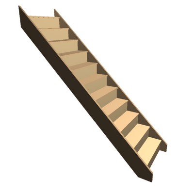 Flat Pack - Timber Staircase Straight Flight - 11 Riser Step (FFL 2200mm) Closed String