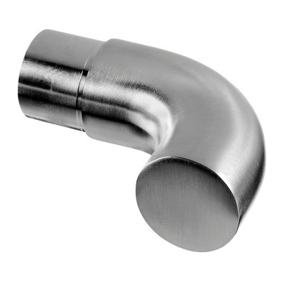 Q RAILING - END SCROLL, 90 DEGREE, TUBE DIA 42.4 X 2.6MM, STAINLESS STEEL 304, SATIN INTERIOR [PK2] [13073904212] 130739-042-12