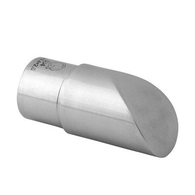 Q RAILING - SLANTED END CAP FOR CAP RAIL, DIA 42.4X1.5MM, STAINLESS STEEL 316, SATIN EXTERIOR [PK2] [13673804212] 13678-042-12