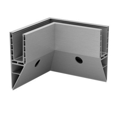 Q RAILING - EASY GLASS PRIME "Y", BASE SHOE INNER CORNER FASCIA MOUNT. ALUMINIUM BRUSHED ANOD EXTERIOR [168441-01-18] [1684410118]