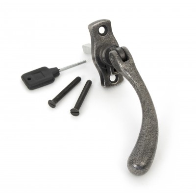 From The Anvil - Antique Pewter Peardrop Espagnolette Fastener - Left Hand - 20416L