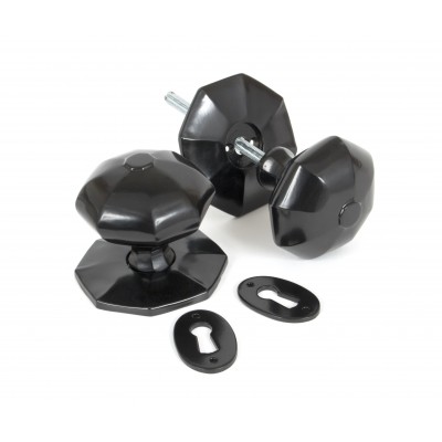 From The Anvil - Black Large Octagonal Mortice/Rim Knob Set 33065