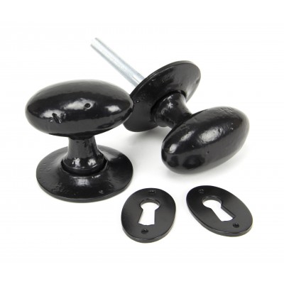 From The Anvil - Black Oval Mortice/Rim Door Knob Set 33251
