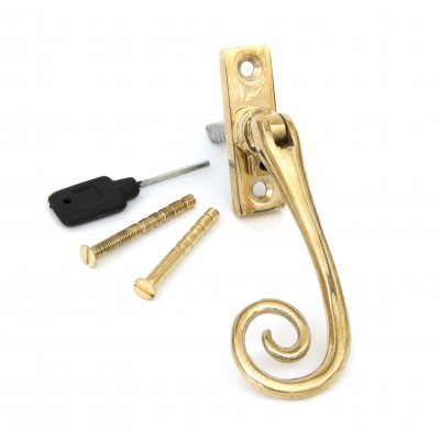 From The Anvil - Polished Brass Slim Monkeytail Espagnolette Fastener - Left Hand - 33310