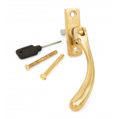 From The Anvil - Polished Brass Slim Peardrop Espagnolette Fastener - Left Hand - 33335