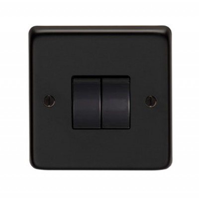 From The Anvil - Matt Black Double 10 Amp Switch 34201/2