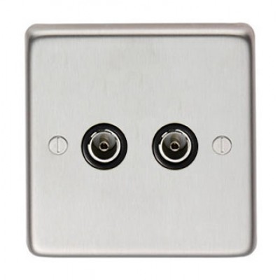 From The Anvil - Stainless Steel Double TV Socket 34230/1