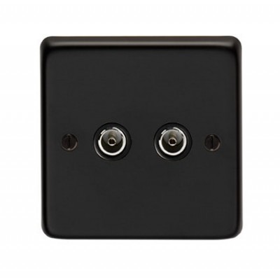 From The Anvil - Matt Black Double TV Socket 34230/2