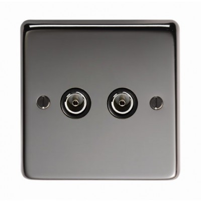 From The Anvil - Brushed Nickel Double TV Socket 34230