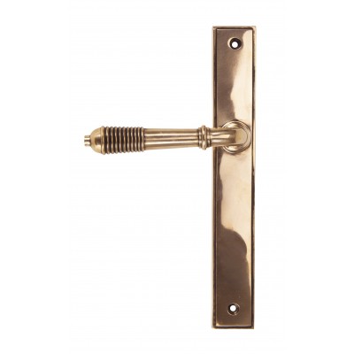 From The Anvil - Polished Bronze Reeded Slimline Lever Latch 45428