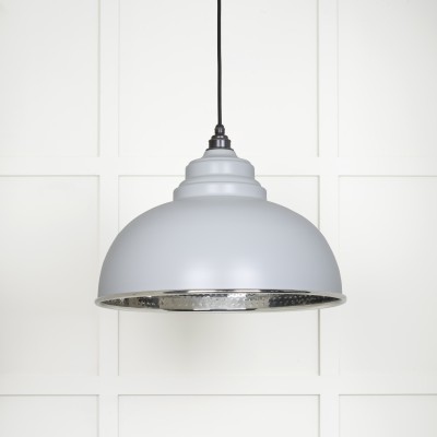 From The Anvil - Hammered Nickel Harborne Pendant in Birch 45472BI