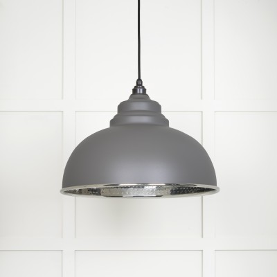 From The Anvil - Hammered Nickel Harborne Pendant in Bluff 45472BL
