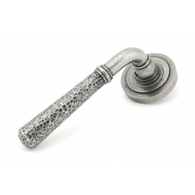 From The Anvil - Pewter Hammered Newbury Lever on Rose Set (Art Deco Rose) 45656
