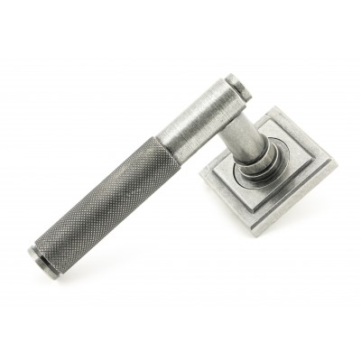 From The Anvil - Pewter Brompton Lever On Rose Set (Square Rose) 45682