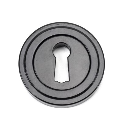 From The Anvil - Black Round Escutcheon (Art Deco Rose) 45696