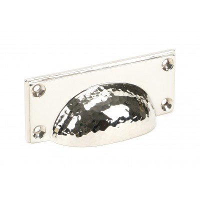 From The Anvil - Polished Nickel Hammered Art Deco Drawer Pull 46037