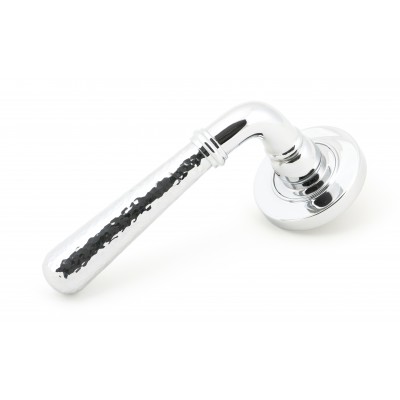 From The Anvil - Polished Chrome Hammered Newbury Lever On Rose Set (Plain) 46073