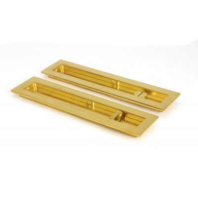 From The Anvil - Polished Brass 250mm Plain Rectangular Pull - Privacy Set 47164