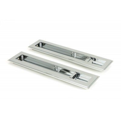 From The Anvil - Polished Chrome 250mm Art Deco Rectangular Pull -Privacy Set 47180