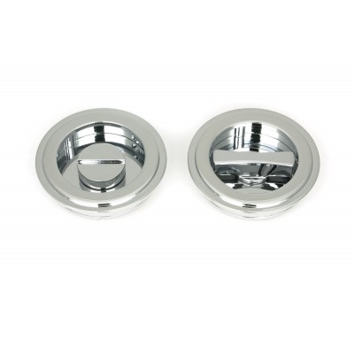From The Anvil - Polished Chrome 60mm Art Deco Round Pull - Privacy Set 47187