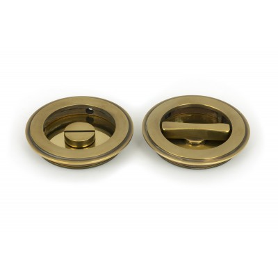 From The Anvil - Aged Brass 75mm Plain Round Pull - Privacy Set 48331