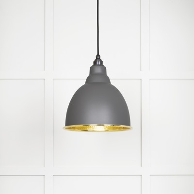 From The Anvil - Hammered Brass Brindley Pendant in Bluff 49517BL