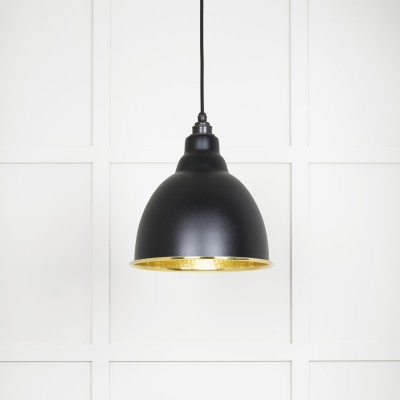 From The Anvil - Hammered Brass Brindley Pendant in Elan Black 49517EB