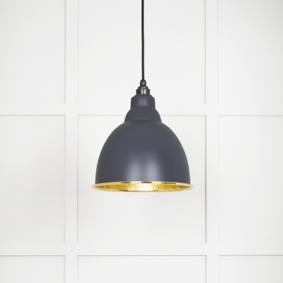 From The Anvil - Hammered Brass Brindley Pendant in Slate 49517SL