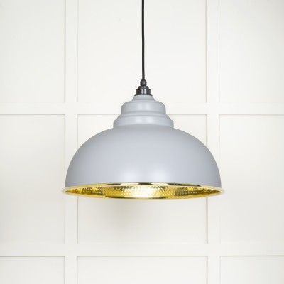 From The Anvil - Hammered Brass Harborne Pendant in Birch 49521BI