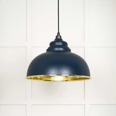 From The Anvil - Hammered Brass Harborne Pendant in Dusk 49521DU