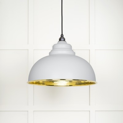 From The Anvil - Hammered Brass Harborne Pendant in Flock 49521F