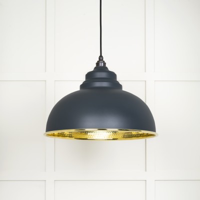 From The Anvil - Hammered Brass Harborne Pendant in Soot 49521SO
