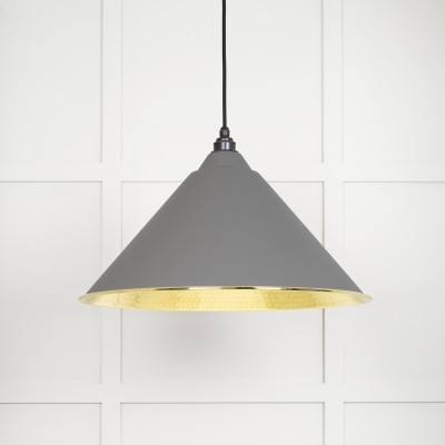 From The Anvil - Hammered Brass Hockley Pendant in Bluff 49523BL