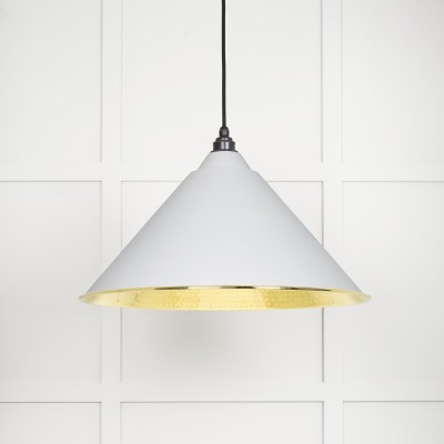 From The Anvil - Hammered Brass Hockley Pendant in Flock 49523F