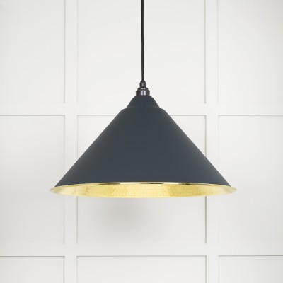From The Anvil - Hammered Brass Hockley Pendant in Soot 49523SO