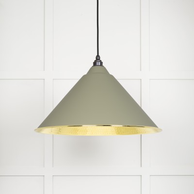 From The Anvil - Hammered Brass Hockley Pendant in Tump 49523TU
