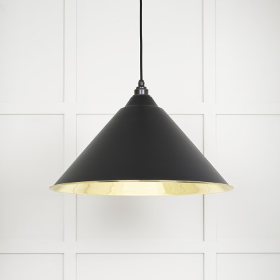 From The Anvil - Smooth Brass Hockley Pendant in Elan Black 49524EB