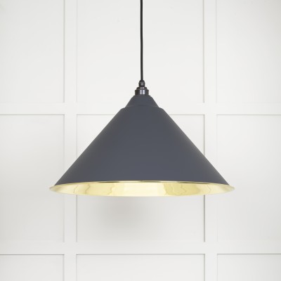 From The Anvil - Smooth Brass Hockley Pendant in Slate 49524SL