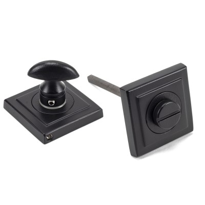 From The Anvil - Matt Black Round Thumbturn Set (Square Rose) 49547