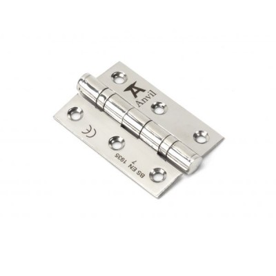 From The Anvil - Polished Stainless Steel 3" Ball Bearing Butt Hinge (Pair) 49571 