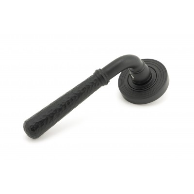 From The Anvil - Matt Black Hammered Newbury Lever on Rose Set (Beehive Rose) Unsprung 49987
