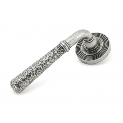 From The Anvil - Pewter Hammered Newbury Lever on Rose Set (Beehive Rose) Unsprung 49991