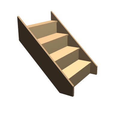 Flat Pack - Timber Staircase Straight Flight - 4 Riser Step (FFL 800mm) Closed String