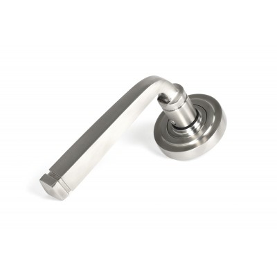 From The Anvil - Satin Marine SS (316) Avon Round Lever On Rose Set (Art Deco) Unsprung 50074