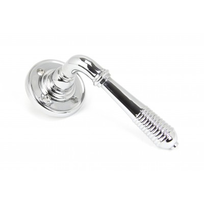 From The Anvil - Polished Chrome Reeded Lever On Rose Set Unsprung 50088