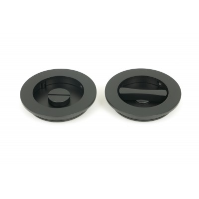 From The Anvil - Matt Black 75mm Plain Round Pull - Privacy Set 50221