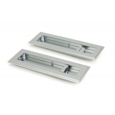 From The Anvil - Satin Chrome 175mm Art Deco Rectangular Pull - Privacy Set 50640