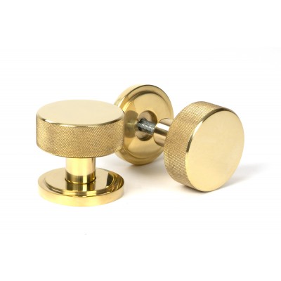 From The Anvil - Polished Brass Brompton Mortice/Rim Knob Set Knob (Art Deco) 50836