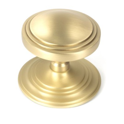 From The Anvil - Satin Brass Art Deco Centre Door Knob 50897